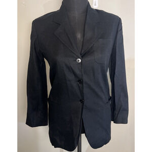 Banana Republic 100% Linen Blazer Jacket Black Size 2 Made In Italy 3 Button
